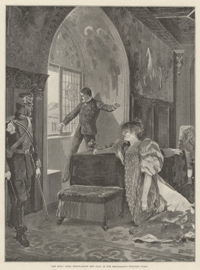 Les Rois, la nouvelle pièce de Sara Bernhardt au Théâtre de la Renaissance, Paris - Richard Caton Woodville junior